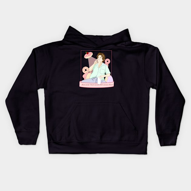 Kate and pink donuts Kids Hoodie by Veljam